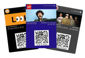 Digital Loyal Card Platforms showing wallet passes of music artists and creators